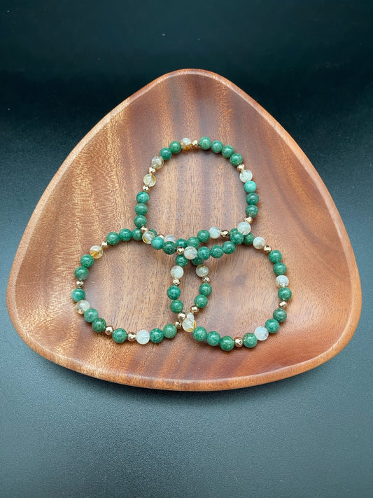 African Jade, Citrine and Hematite Bracelet