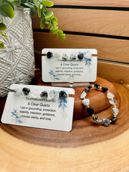 Tourmalated Quartz and Clear Quartz Bracelet