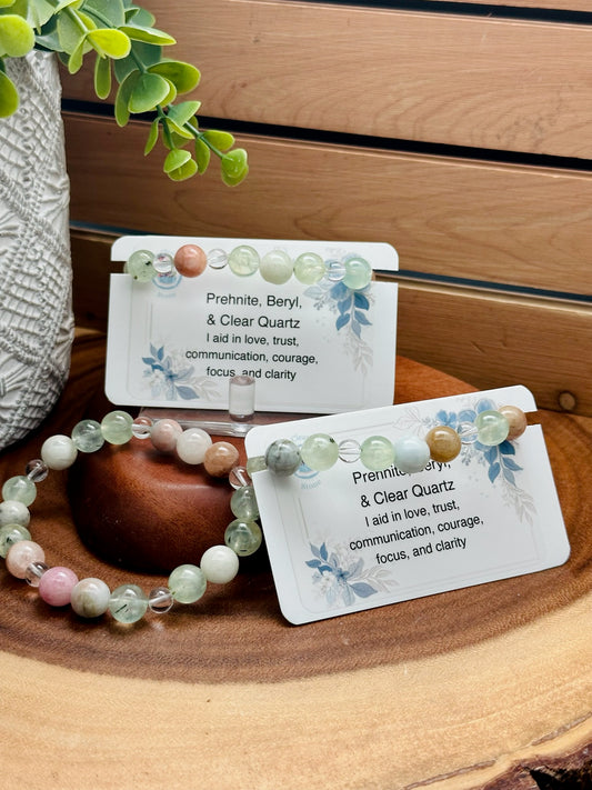 Prehnite, Beryl, & Clear Quartz Bracelet