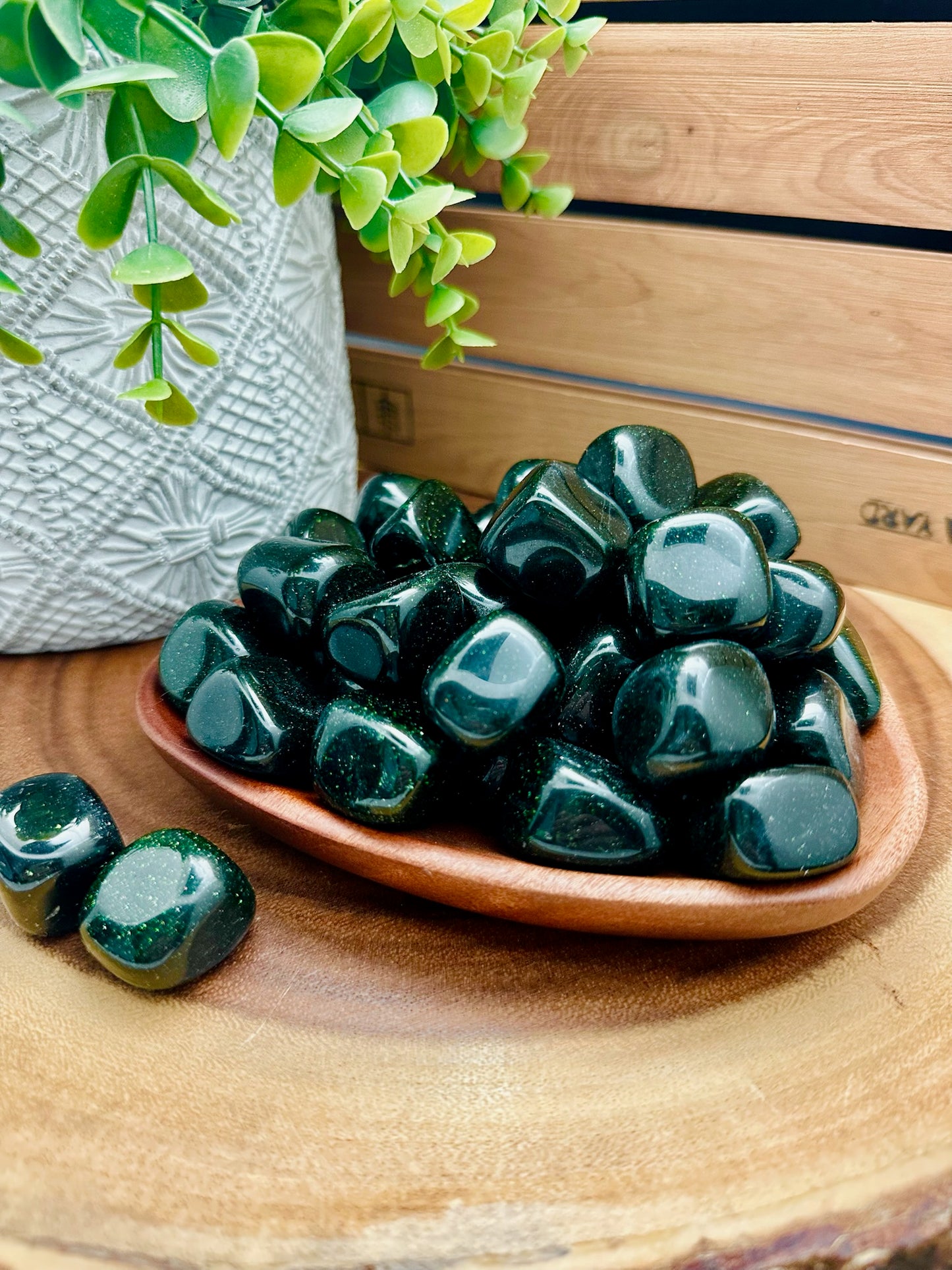 Green Goldstone Tumbles