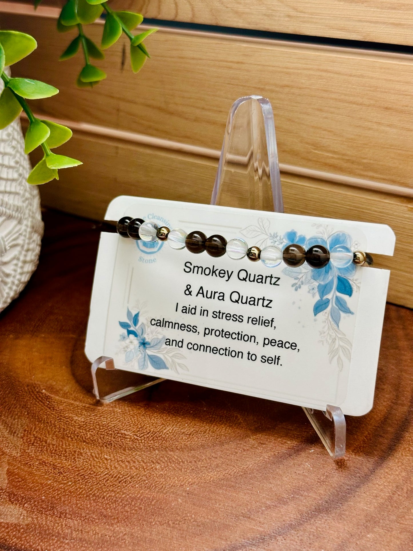 Smokey Quartz and Aura Quartz Bracelet