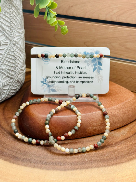 Bloodstone and Mother of Pearl Bracelet
