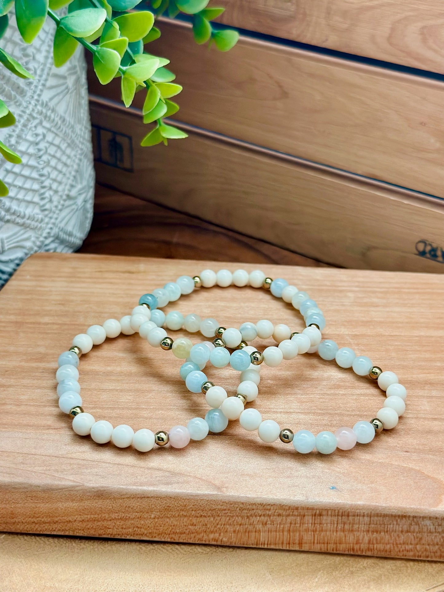 Beryl and Ivory Jade Bracelet