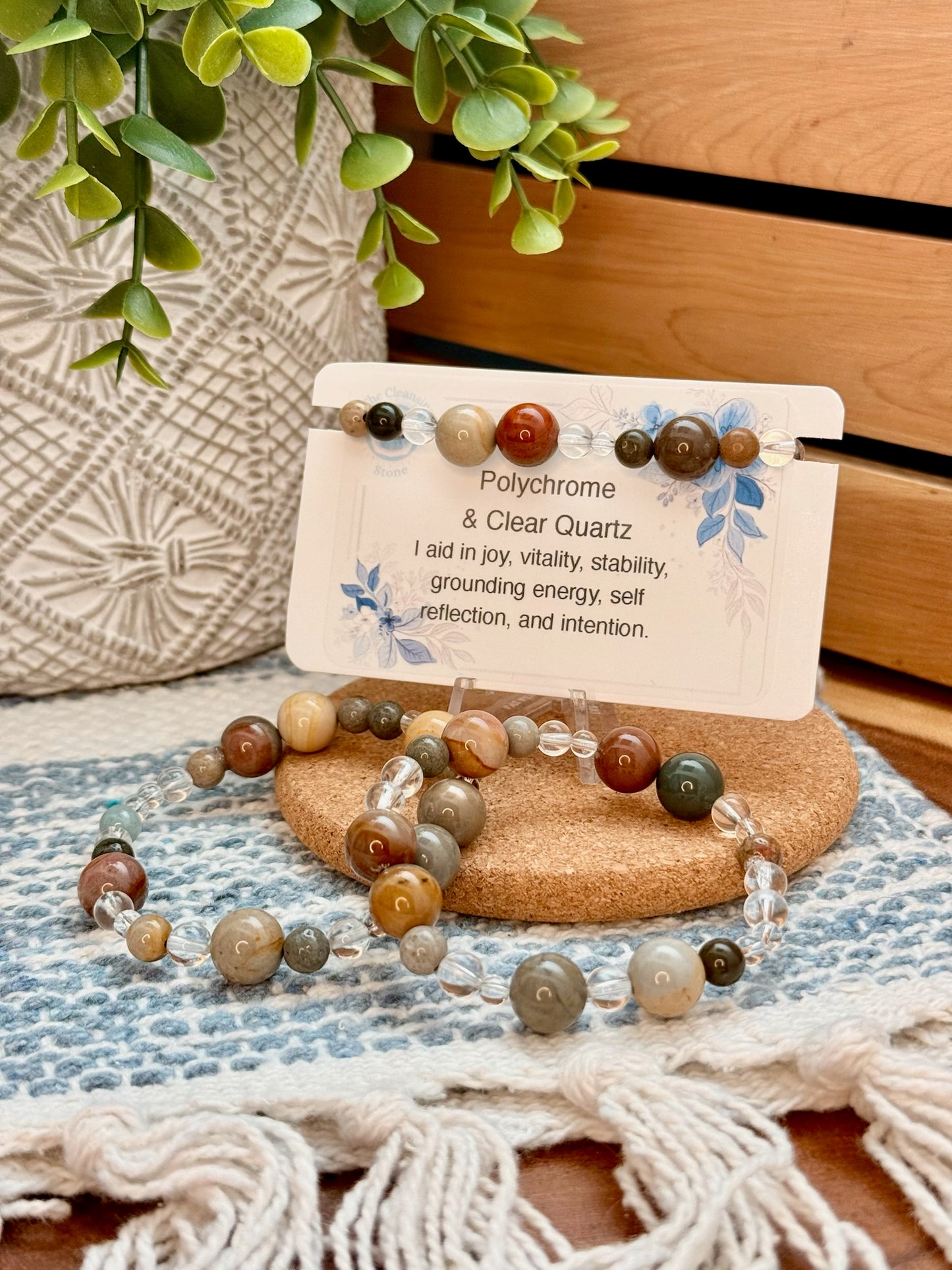 Polychrome and Clear Quartz Bracelet