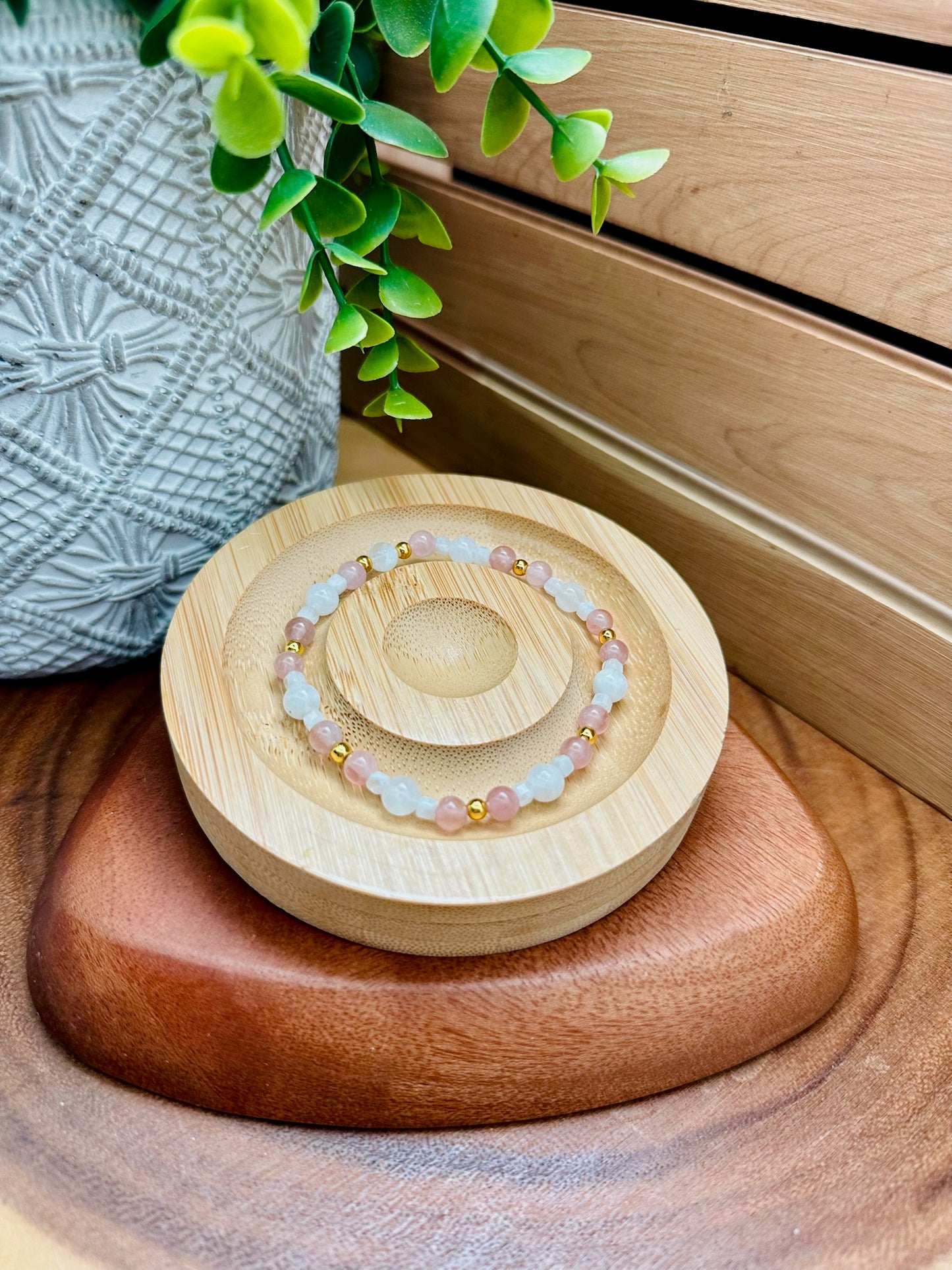Rose Quartz and Moonstone Bracelet