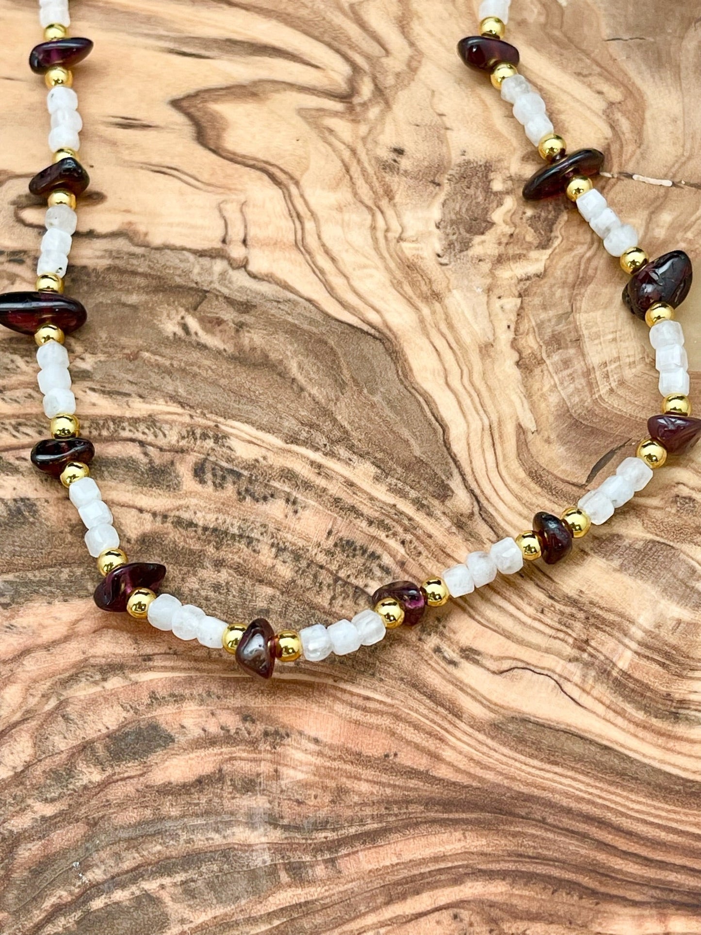 Garnet, Moonstone and Hematite Necklace