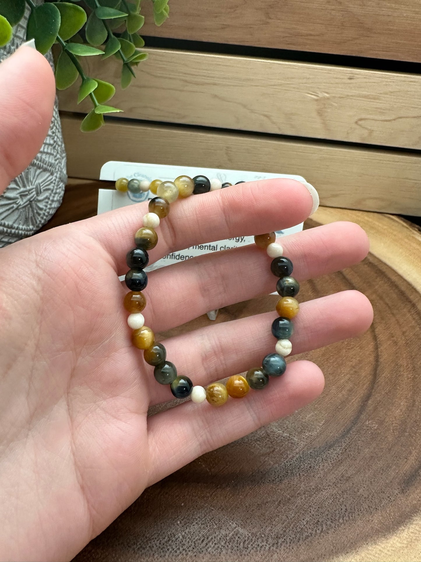 Blue and Golden Tiger's Eye and Fossil Jasper Bracelet