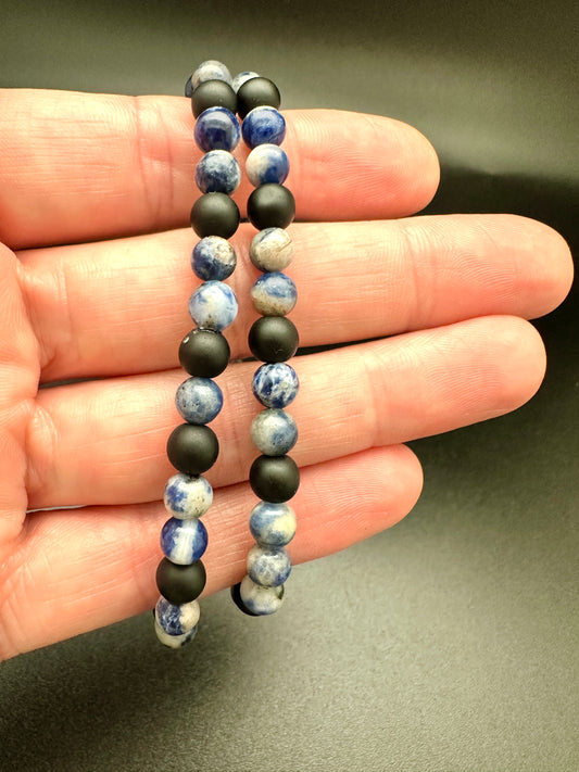 Sodalite and Obsidian Bracelet