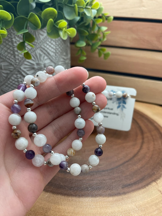 Chevron Amethyst and Moonstone Bracelet