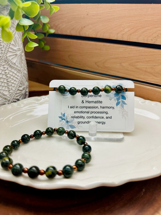 Serpentine & Hematite Bracelet