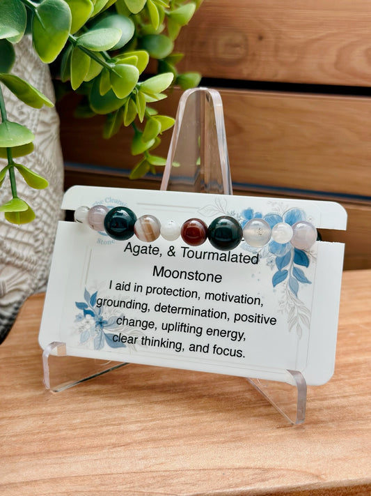 Bloodstone, Botswana Agate, & Tourmalated Moonstone