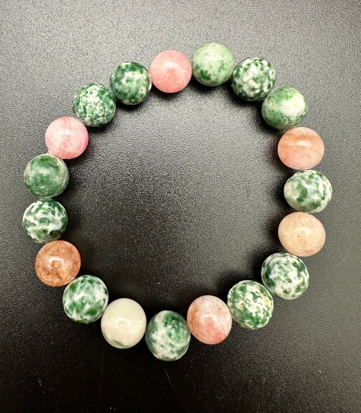 Moss Agate and Beryl Bracelet