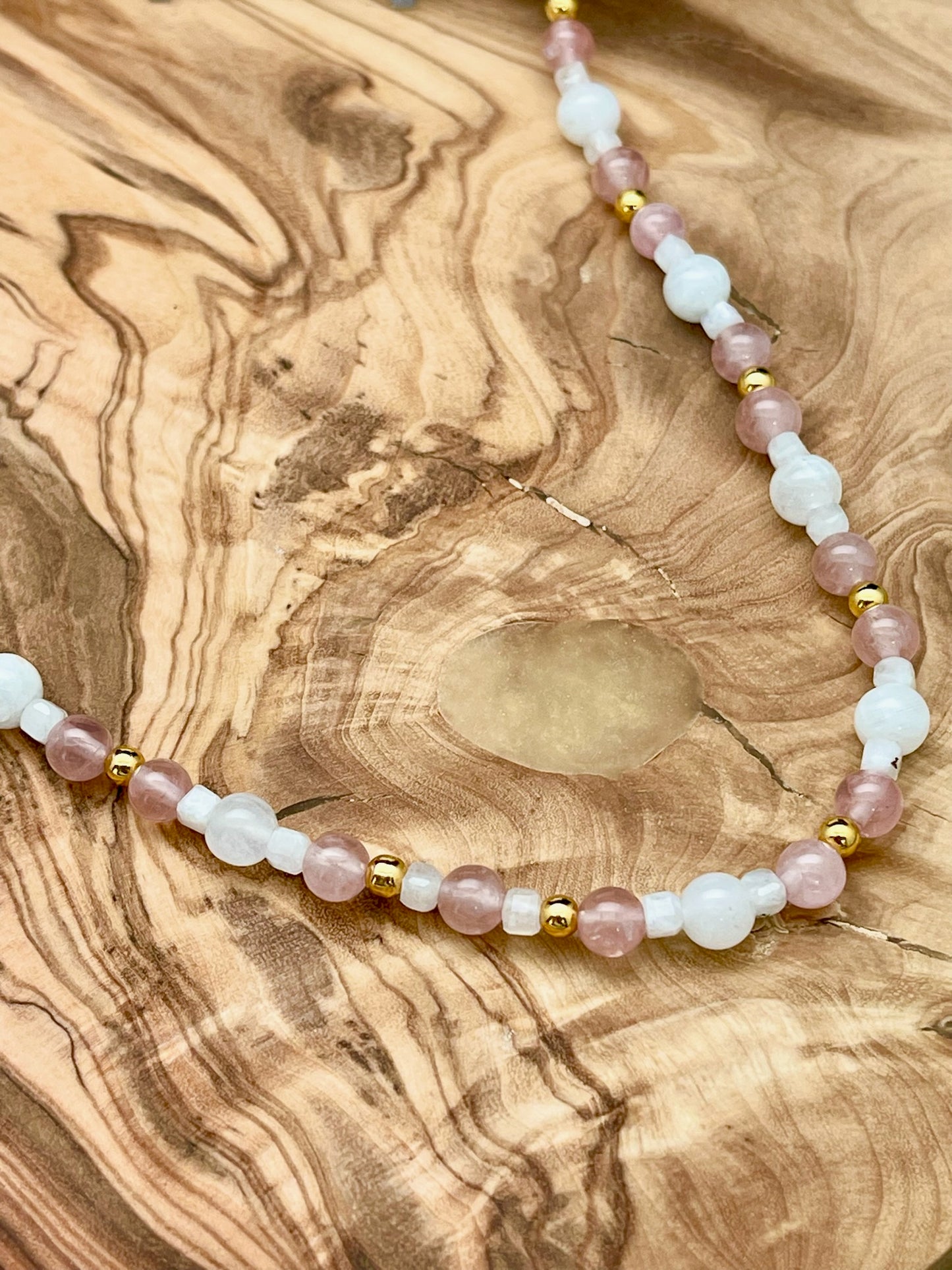 Rose Quartz and Moonstone Necklace