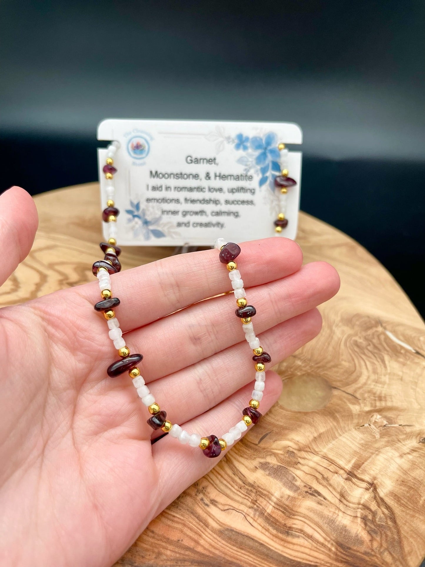 Garnet, Moonstone and Hematite Necklace