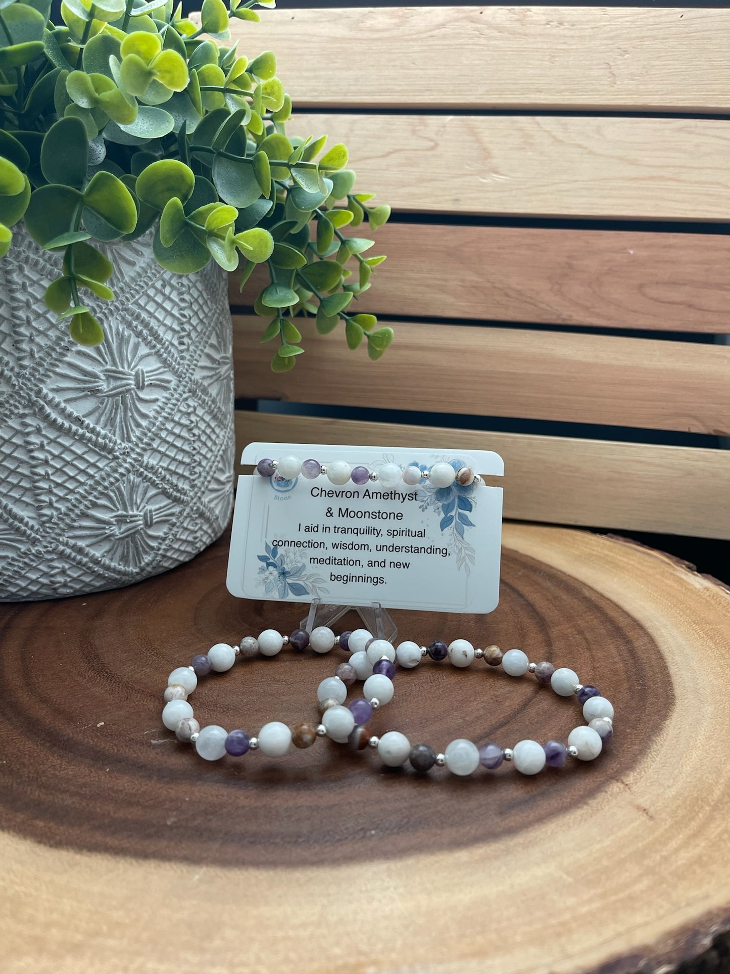 Chevron Amethyst and Moonstone Bracelet