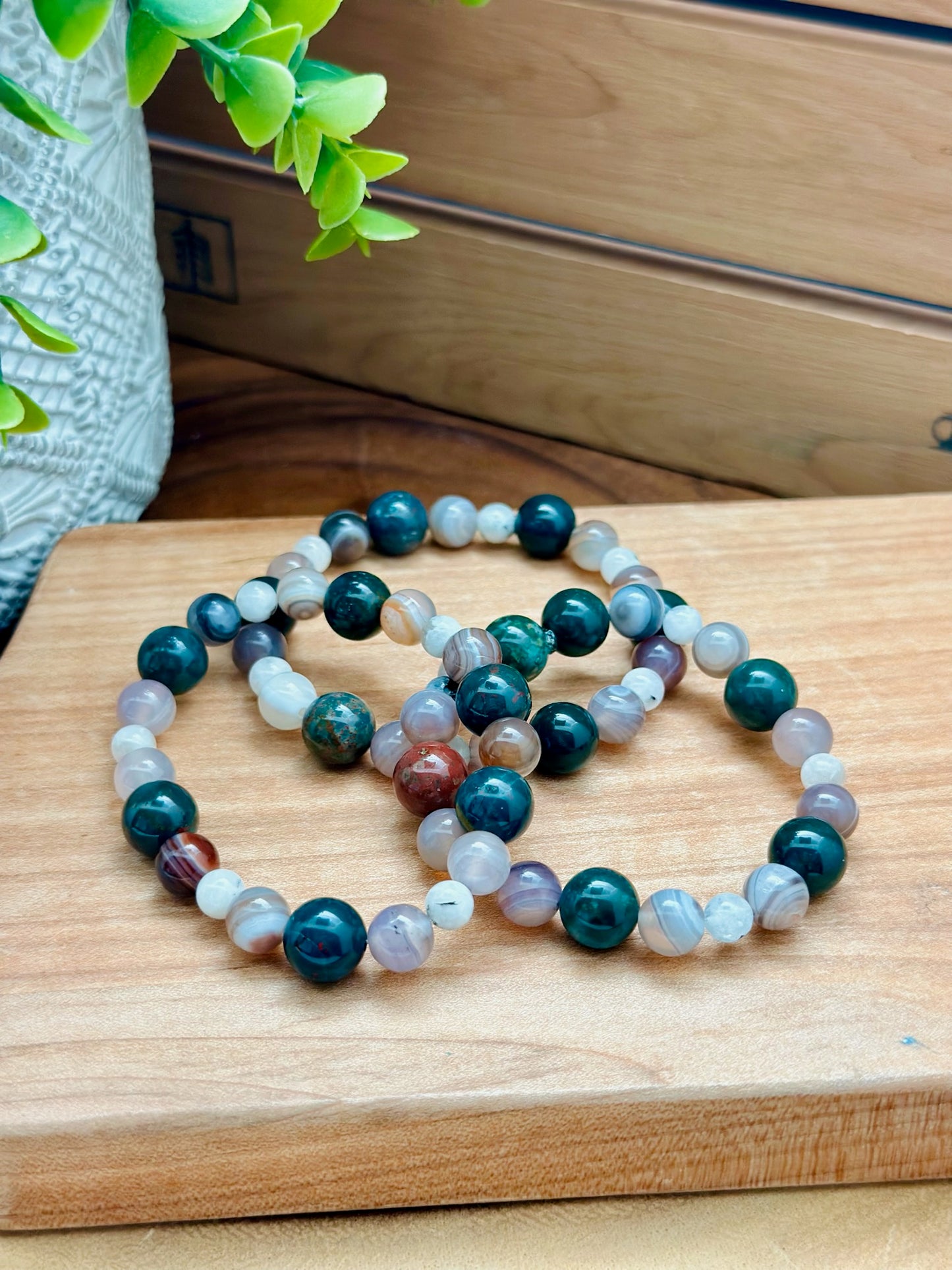 Bloodstone, Botswana Agate, & Tourmalated Moonstone