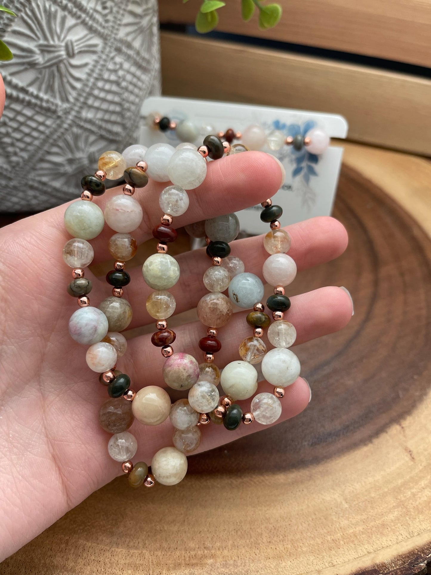 Citrine, Fancy Jasper, and Beryl Bracelet