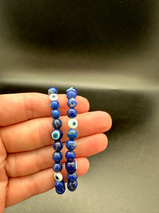 Lapis Lazuli and Evil Eye Bracelet