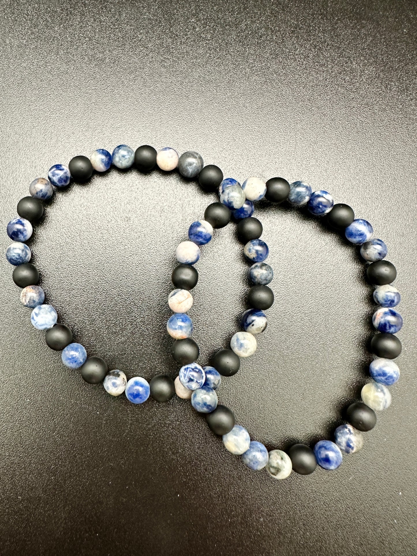 Sodalite and Obsidian Bracelet