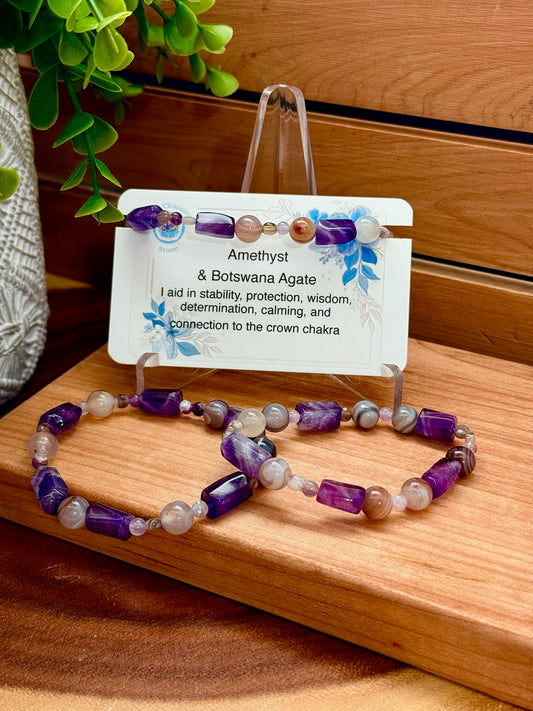Amethyst and Botswana Agate Bracelet
