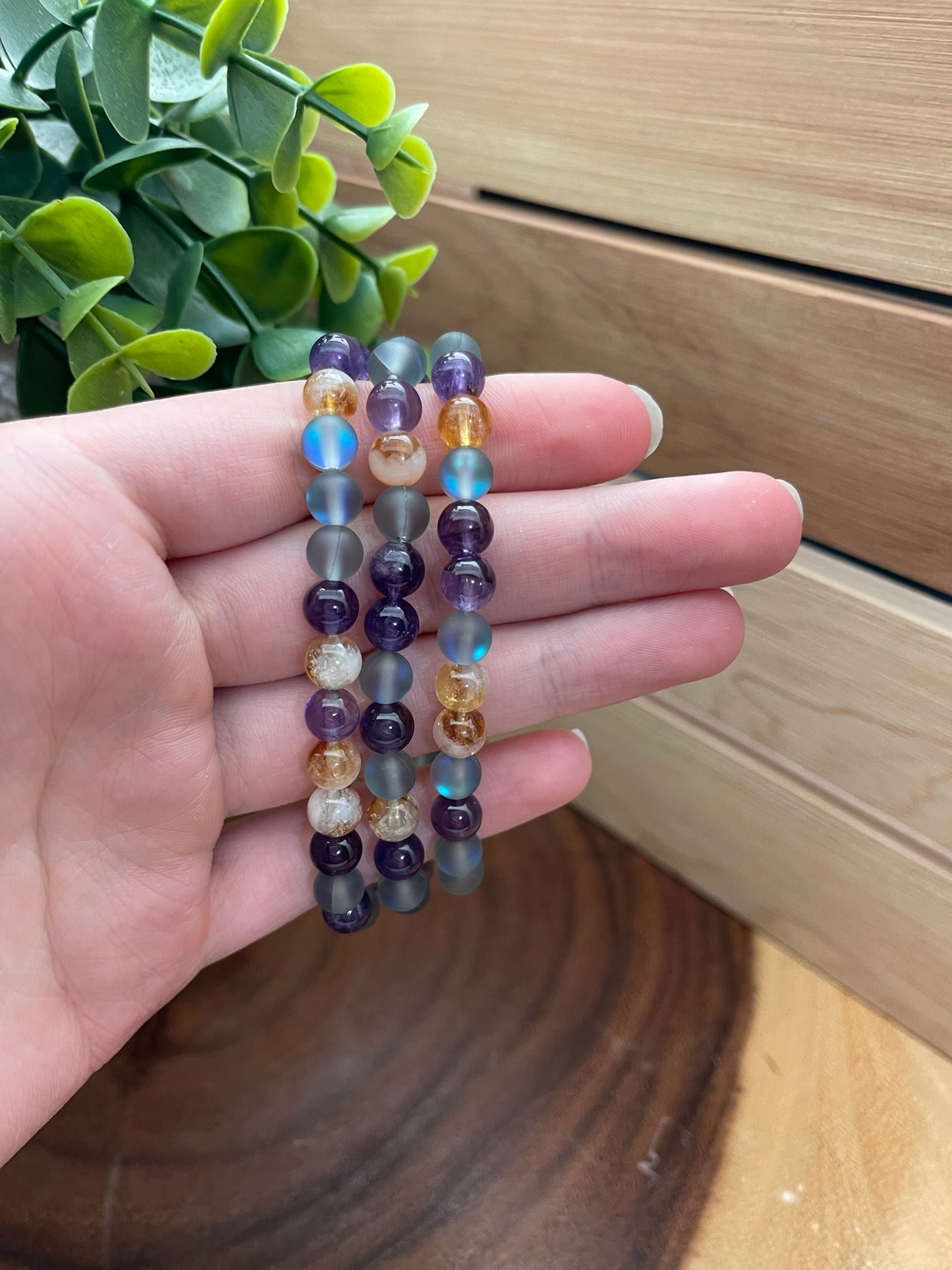 Amethyst, Citrine, and Matte Labradorite Bracelet