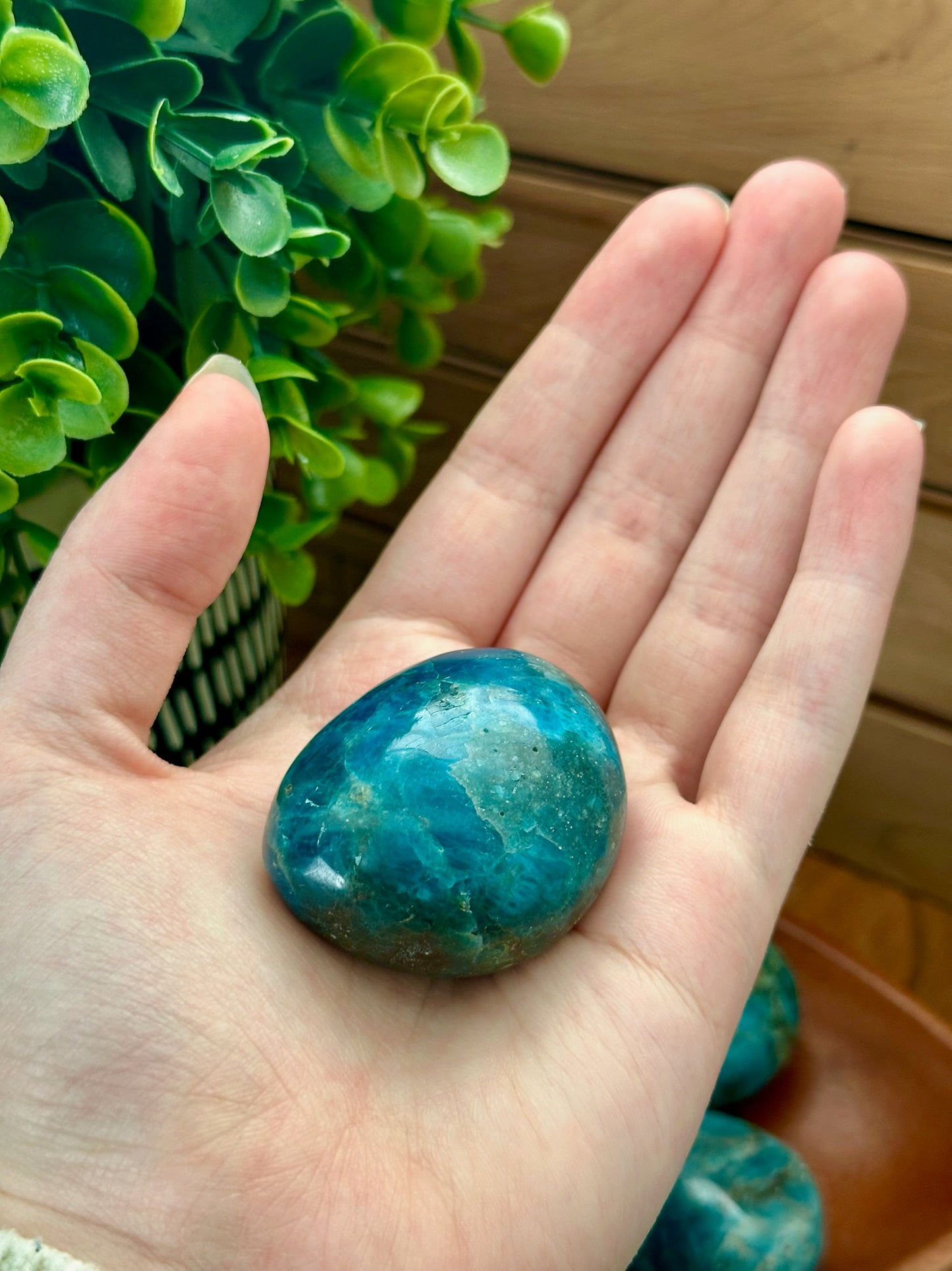 Blue Apatite Palmstone