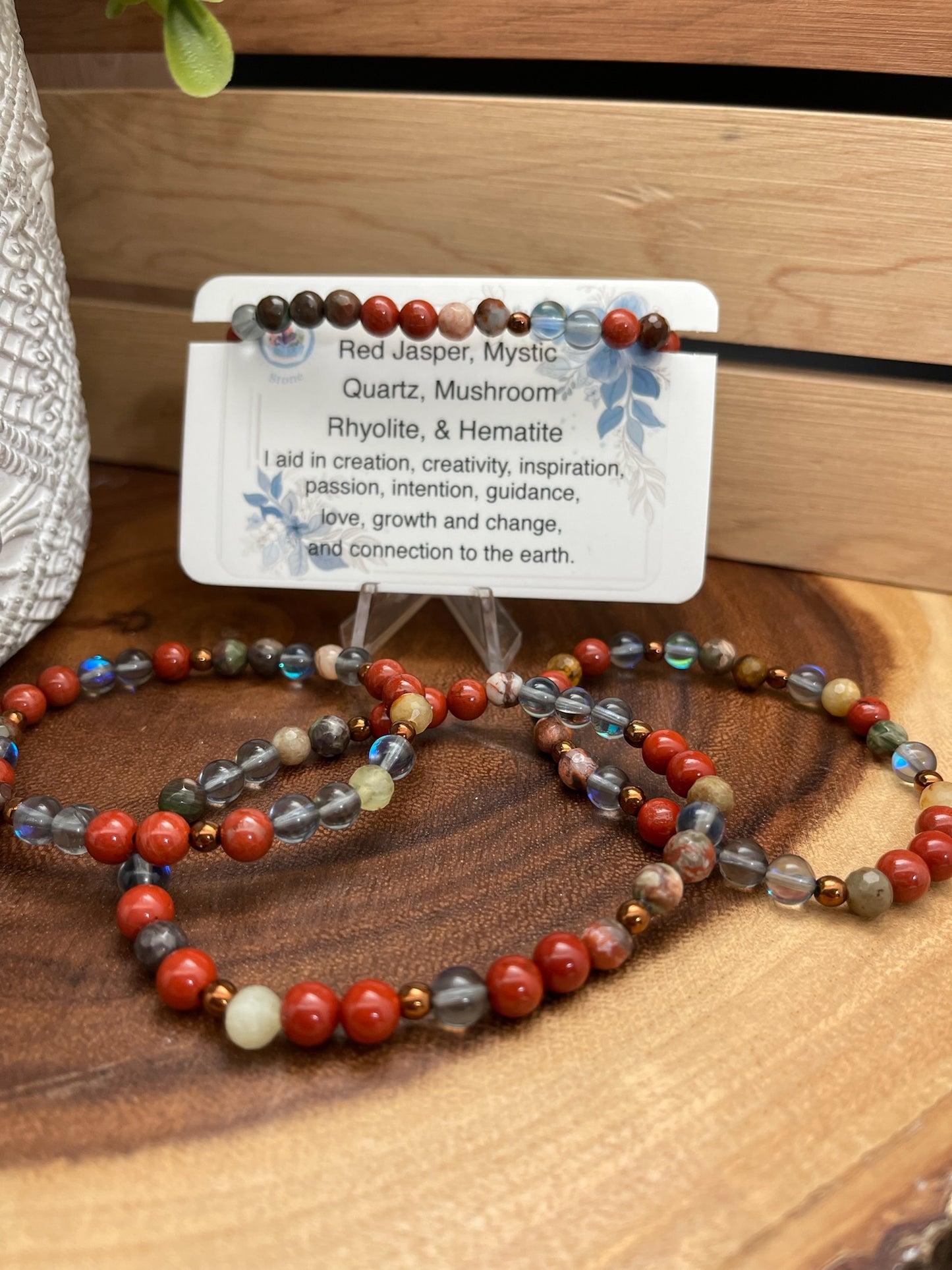 Red Jasper, Mystic Quartz, Mushroom Rhyolite, and Hematite Bracelet