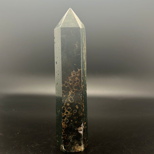 Green Jasper with Quartz Tower