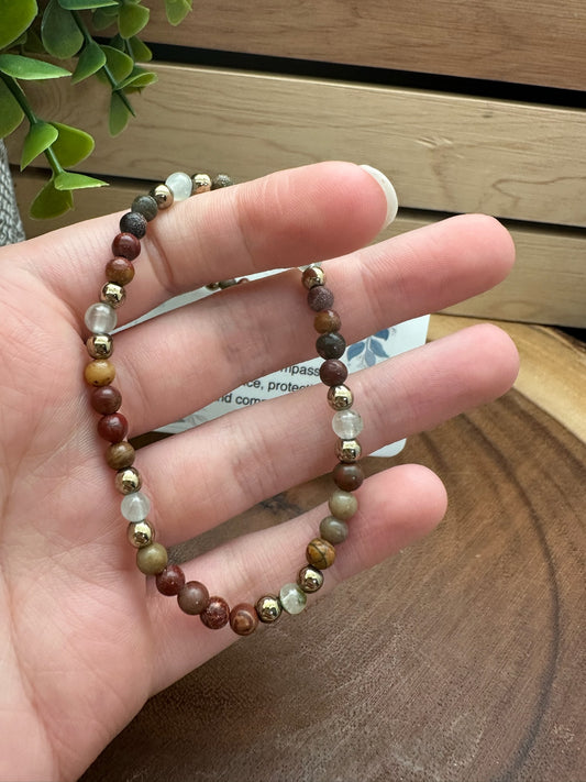 Red Creek Jasper, Prehnite and Hematite Bracelet