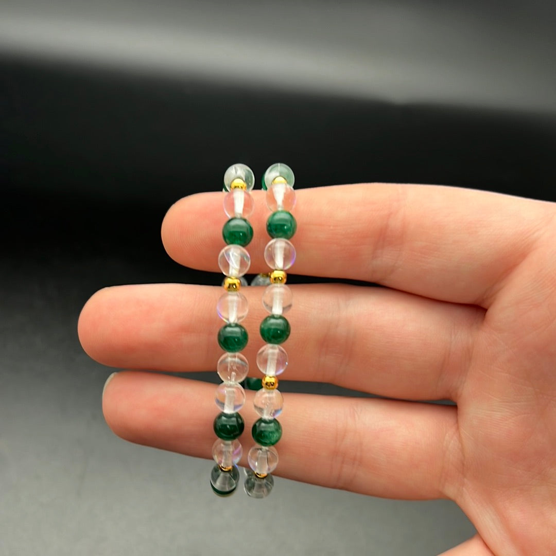 Green Mica, Aura Quartz and Hematite Bracelet