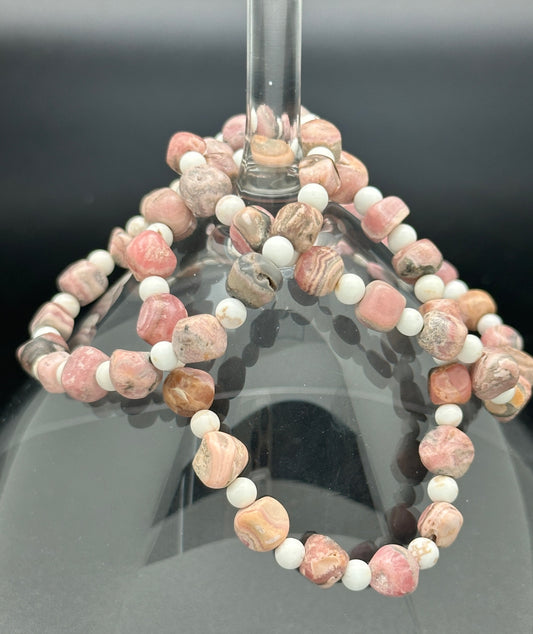 Rhodochrosite and Magnacite Bracelet