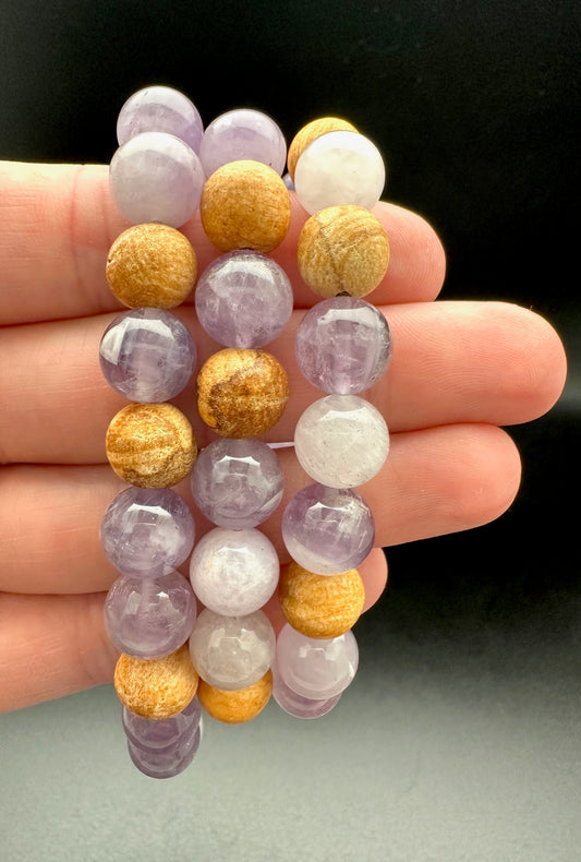 Lavender Amethyst and Palo Santo Bracelet