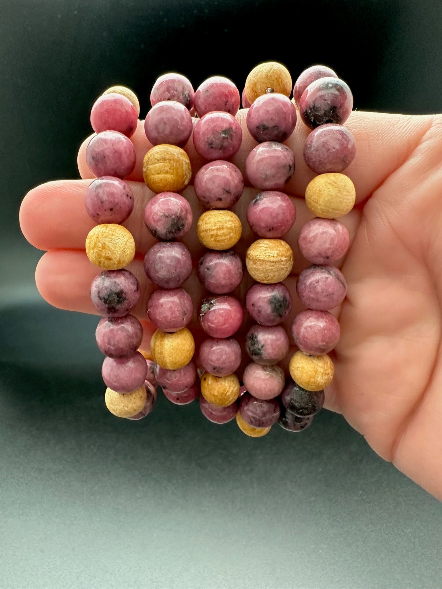 Rhodonite and Palo Santo Bracelet