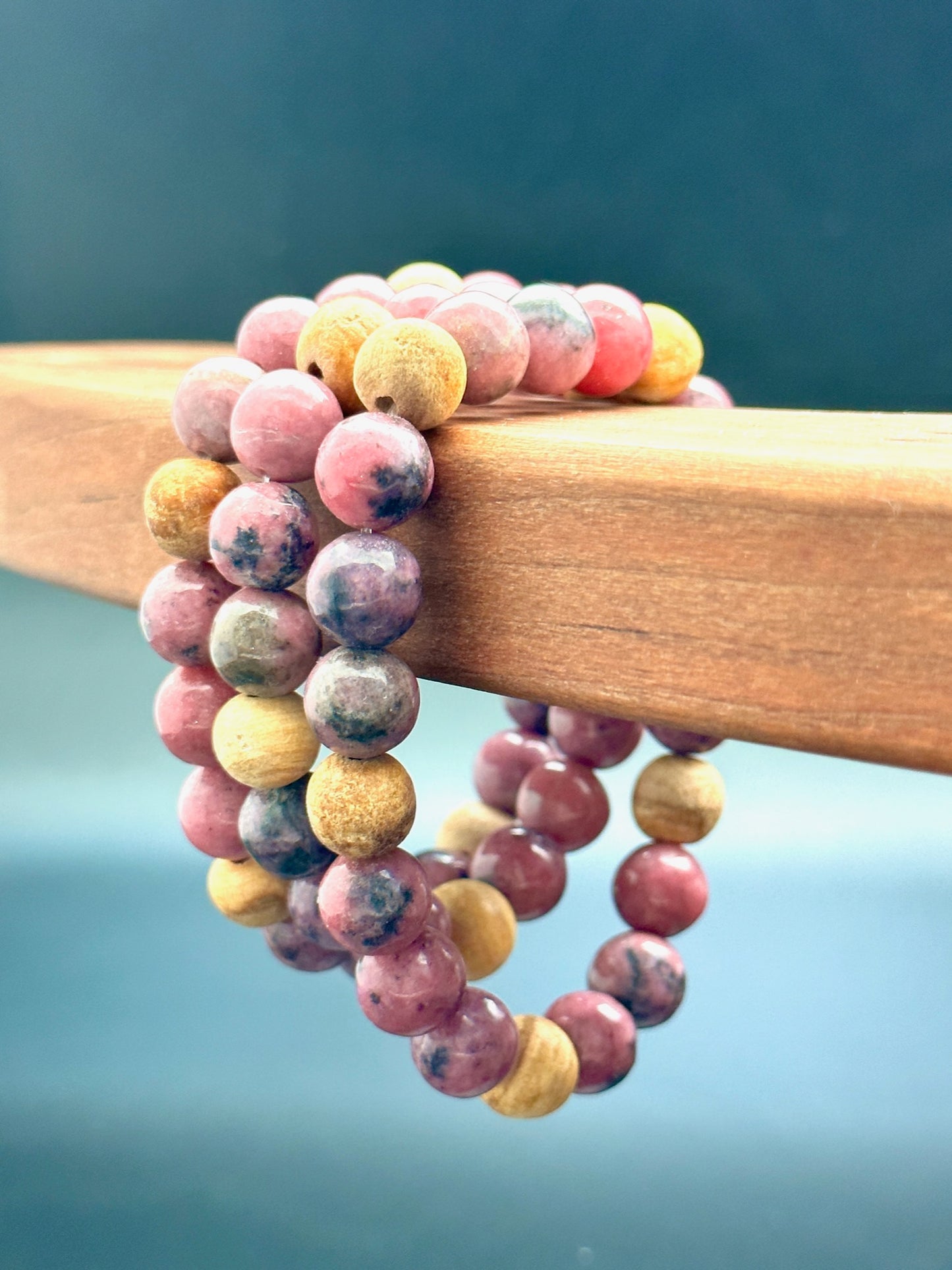 Rhodonite and Palo Santo Bracelet