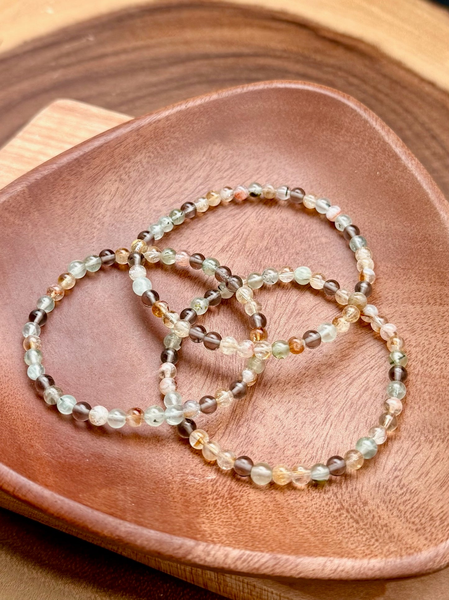 Citrine, Prehnite, and Grey Chalcedony Bracelet