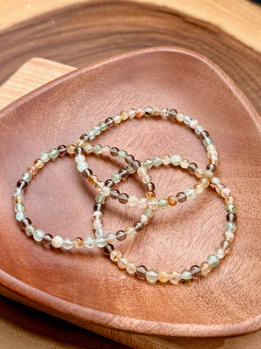 Citrine, Prehnite, and Grey Chalcedony Bracelet