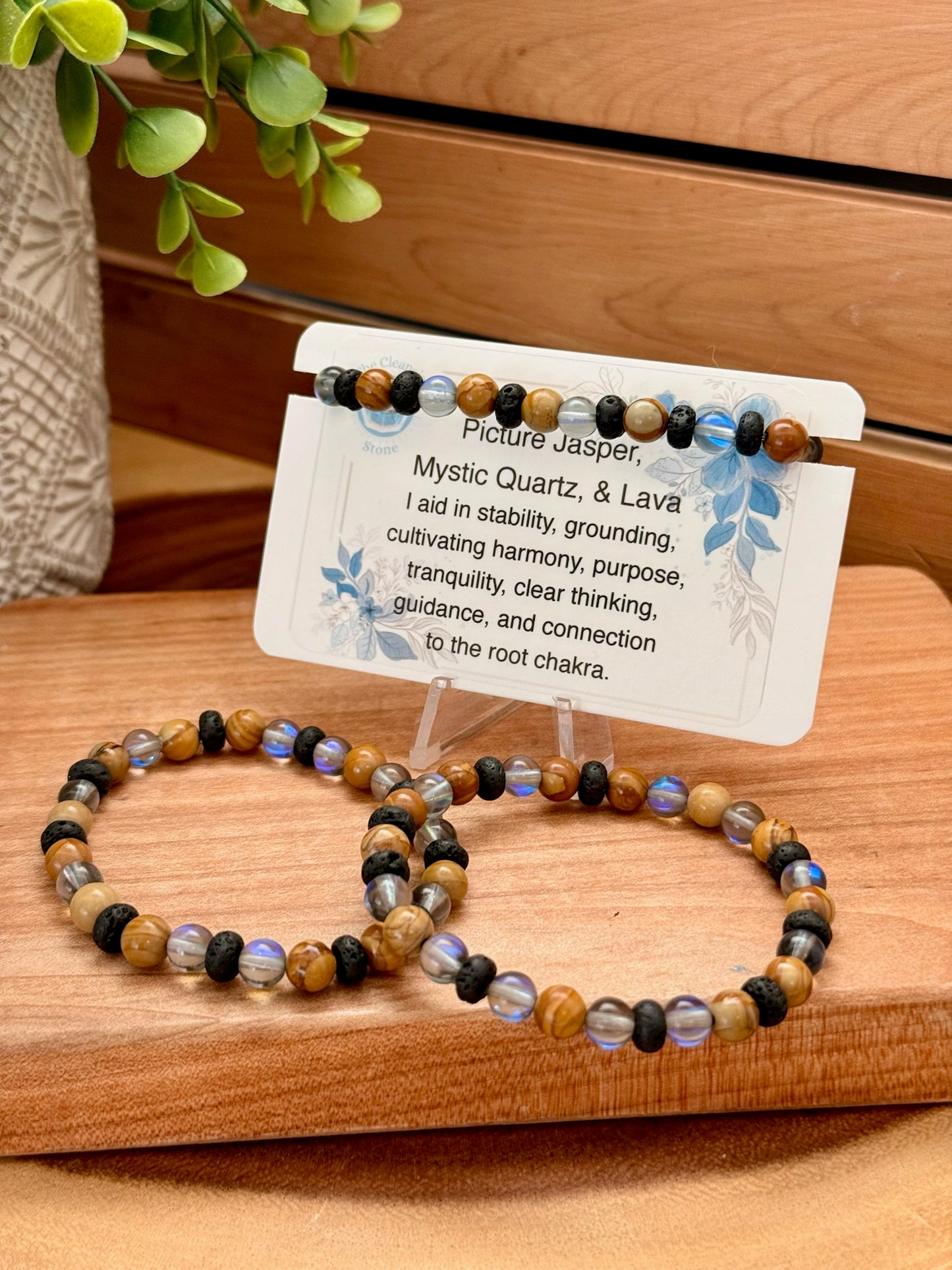 Picture Jasper, Mystic Quartz, & Lava Bracelet