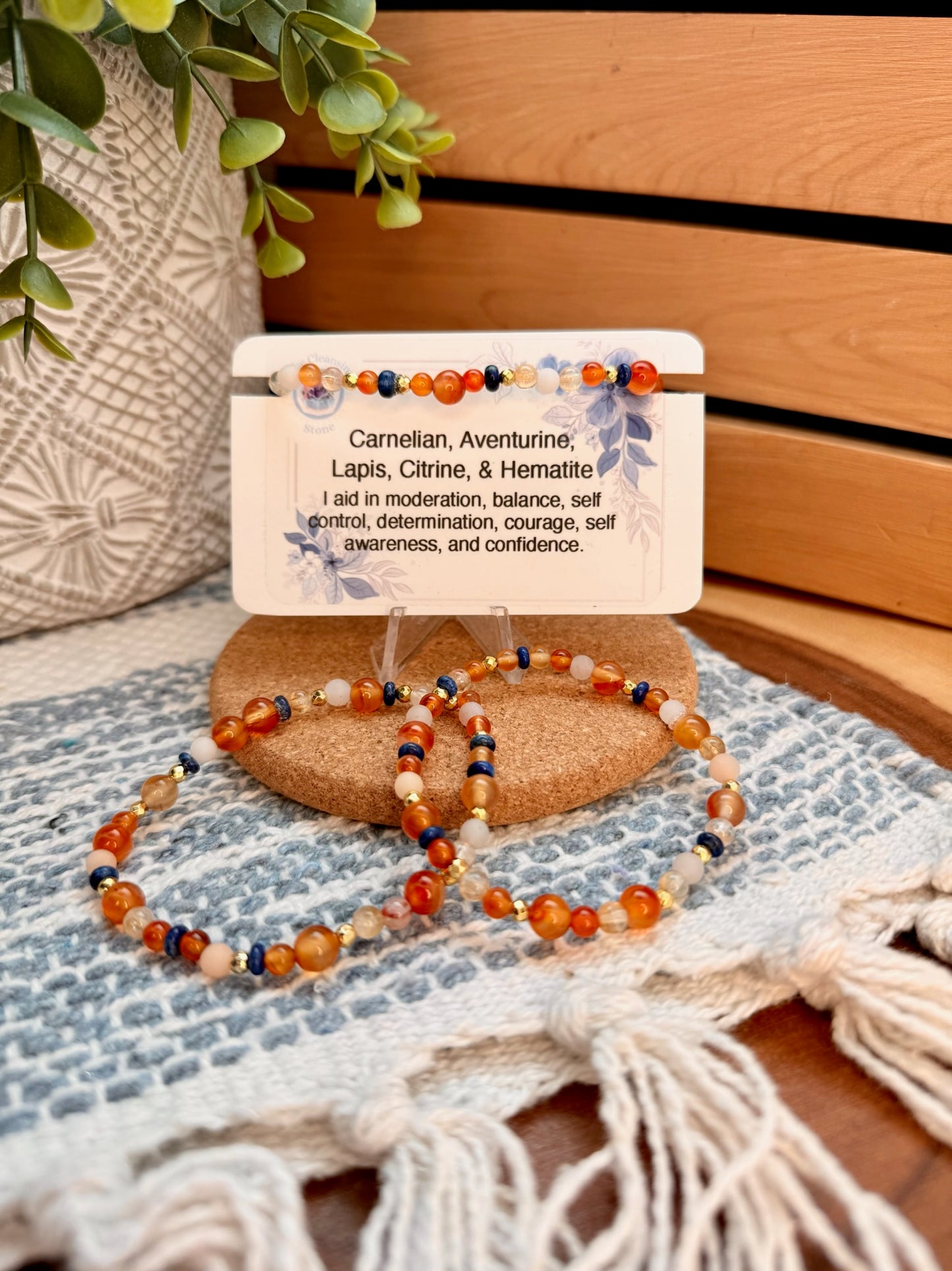 Carnelian, Aventurine, Lapis, Citrine, and Hematite Bracelet