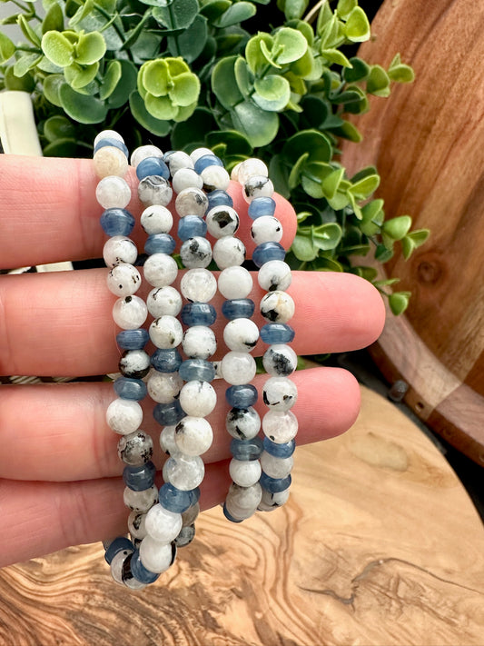 Tourmalated Moonstone and Blue Kyanite Bracelet