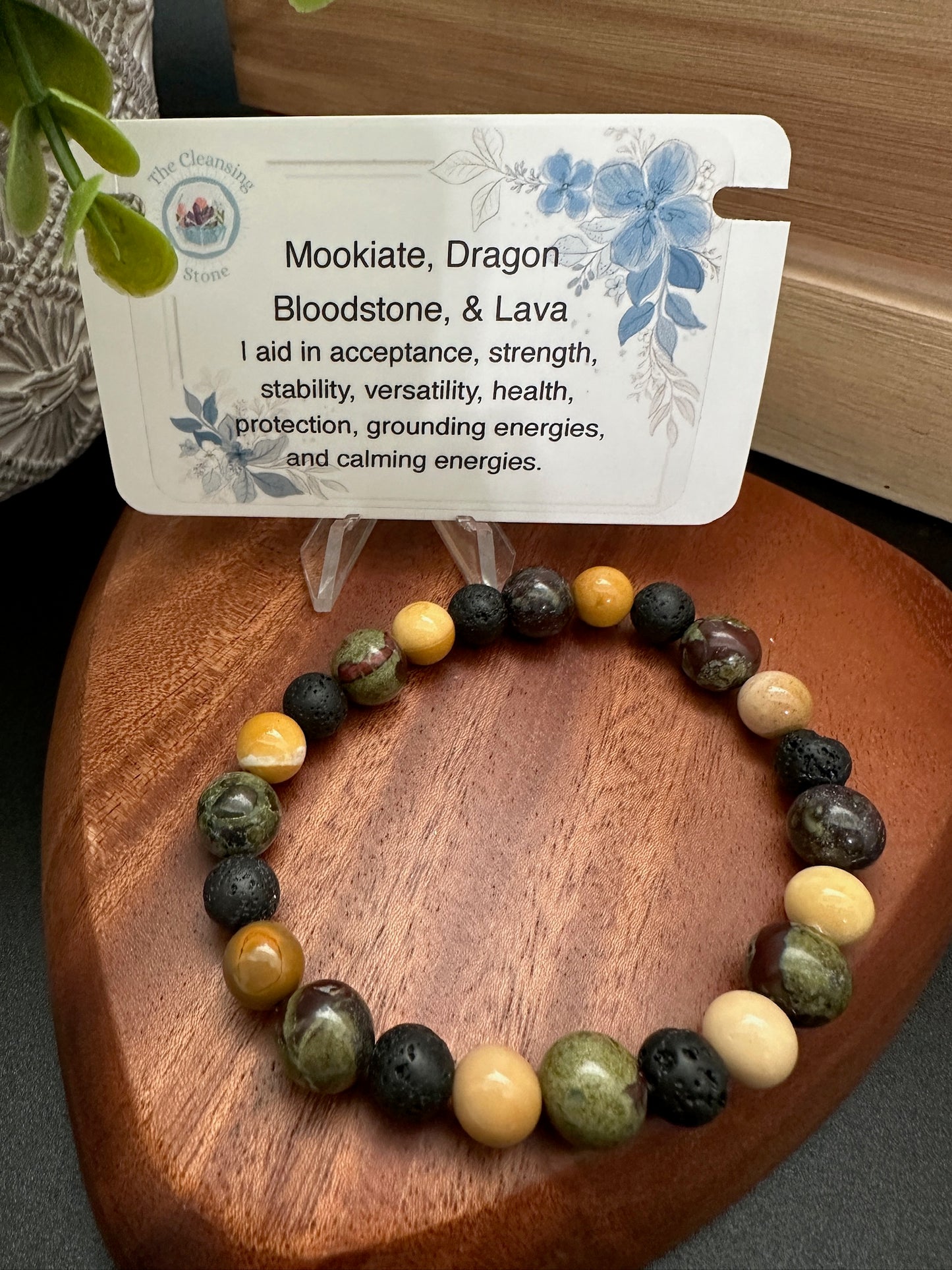 Mookiate, Dragon Bloodstone and Lava Bracelet