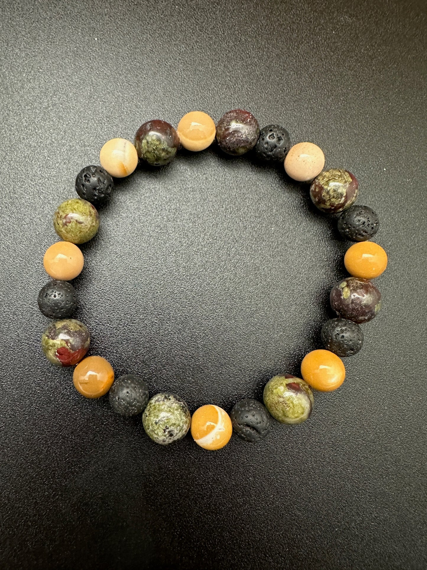 Mookiate, Dragon Bloodstone and Lava Bracelet