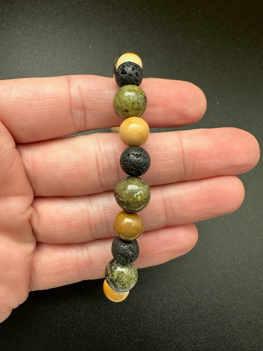 Mookiate, Dragon Bloodstone and Lava Bracelet