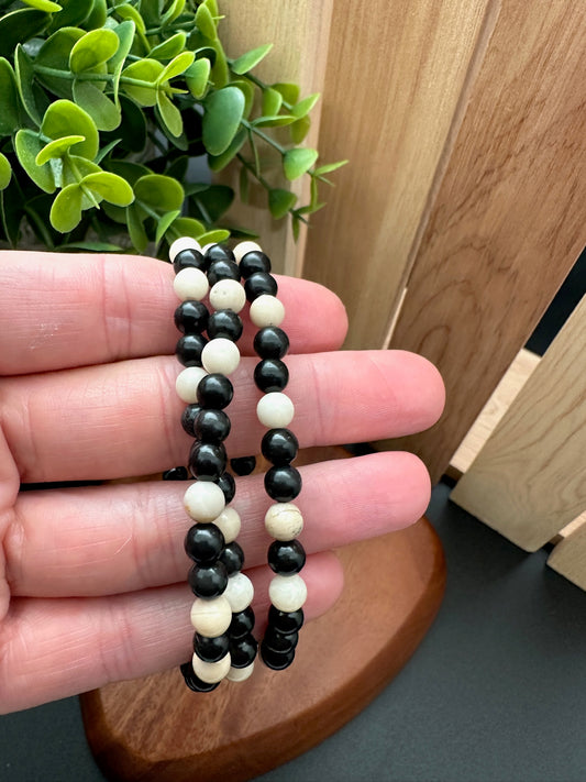 Shungite and Fossil Jasper Bracelet