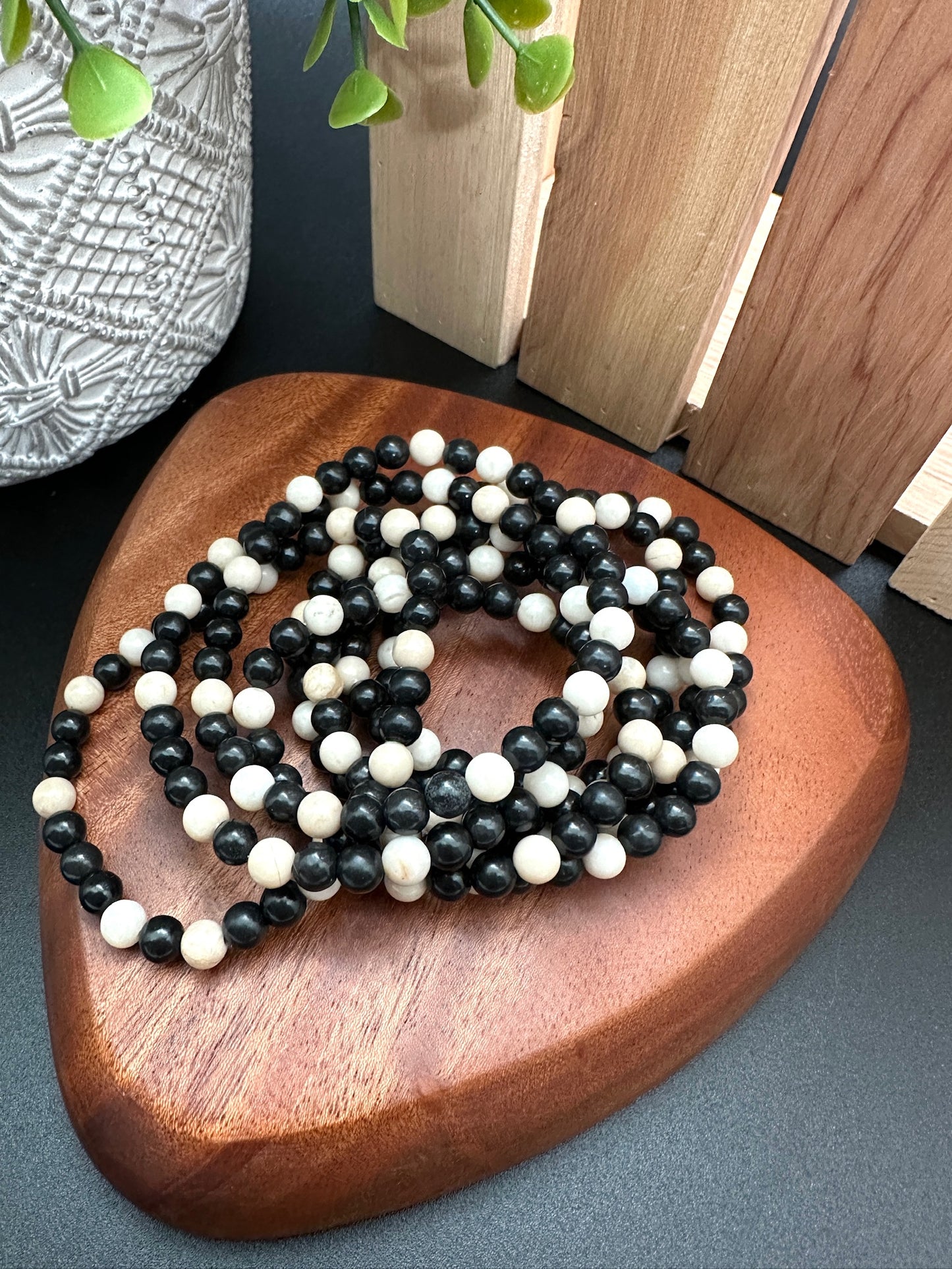 Shungite and Fossil Jasper Bracelet