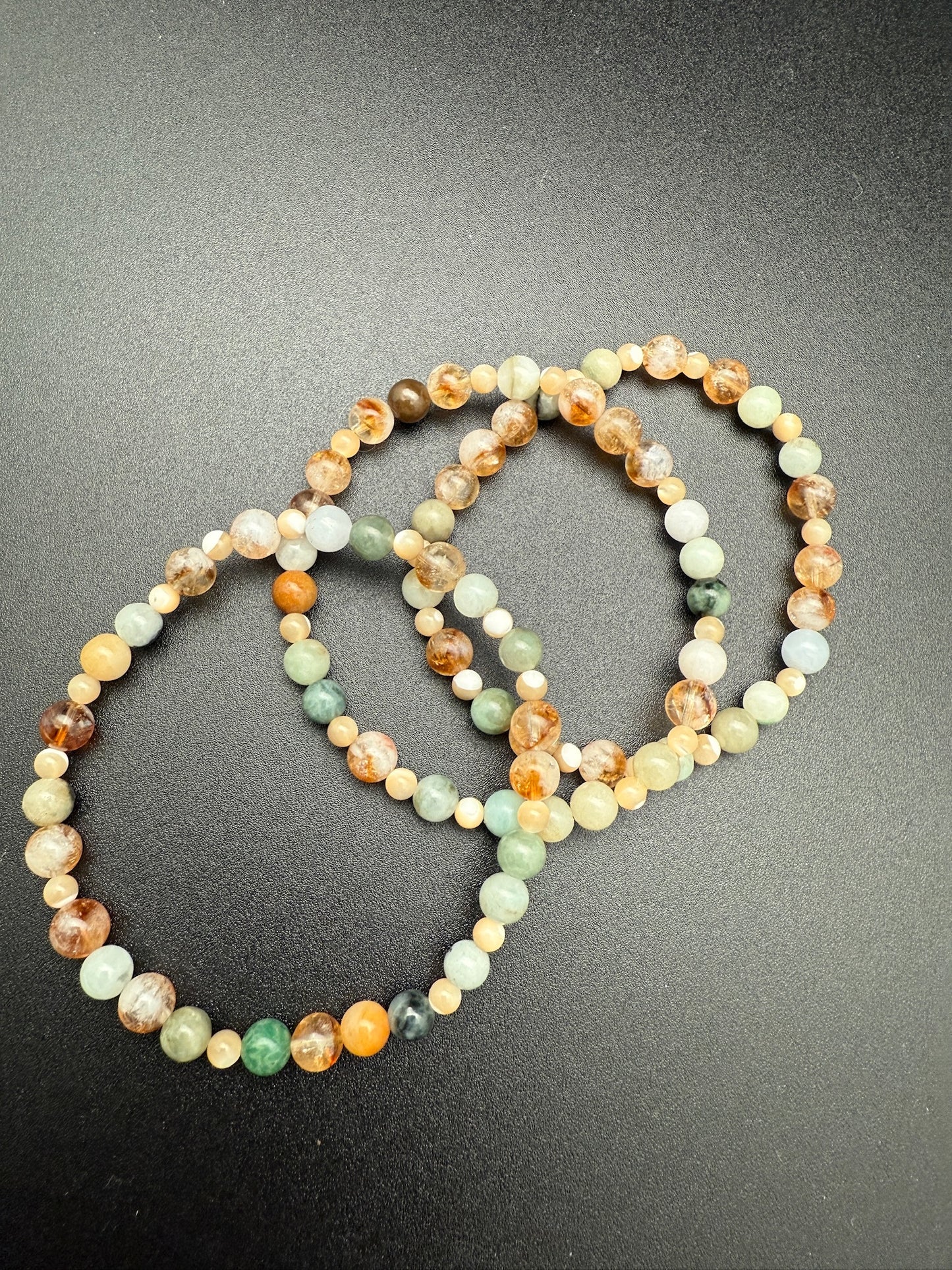 Citrine, Burmese Jade and Mother of Pearl Bracelet