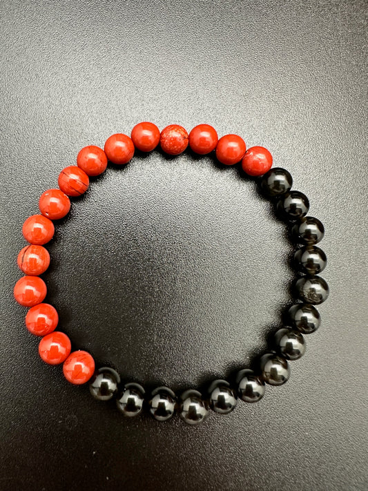 Red Jasper and Golden Obsidian Bracelet