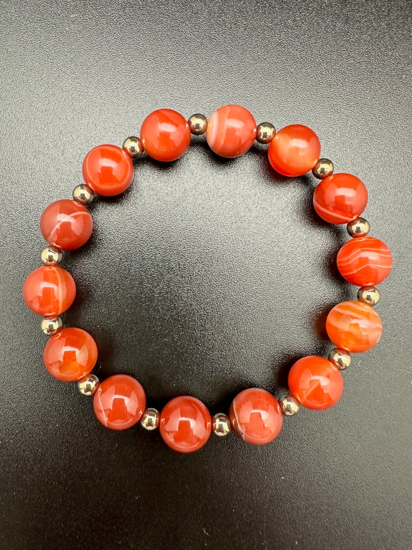 Red Sardonyx and Hematite Bracelet