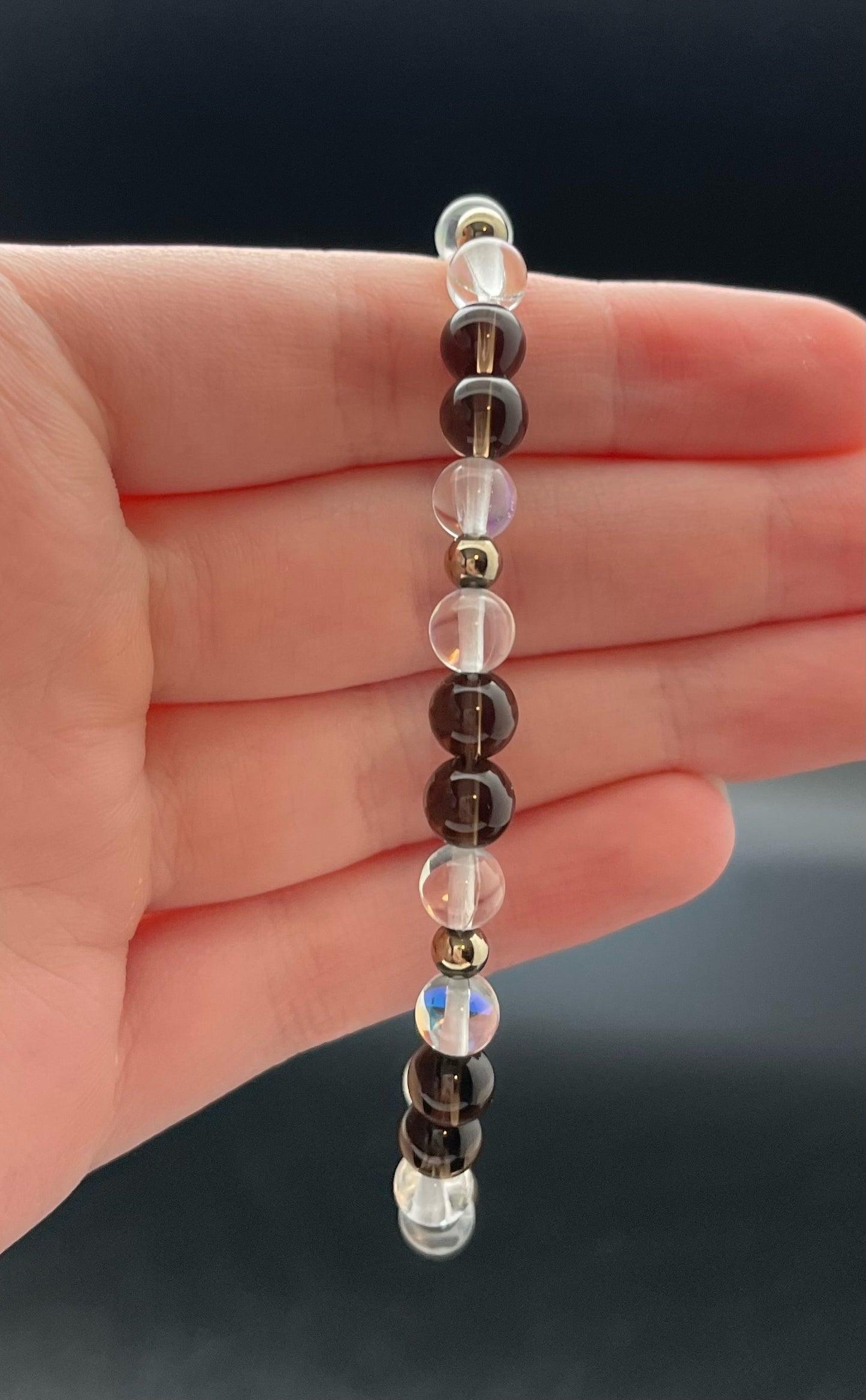 Smokey Quartz and Aura Quartz Bracelet