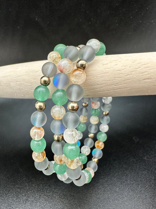 Citrine, Aventurine, and Matte Labradorite Bracelet