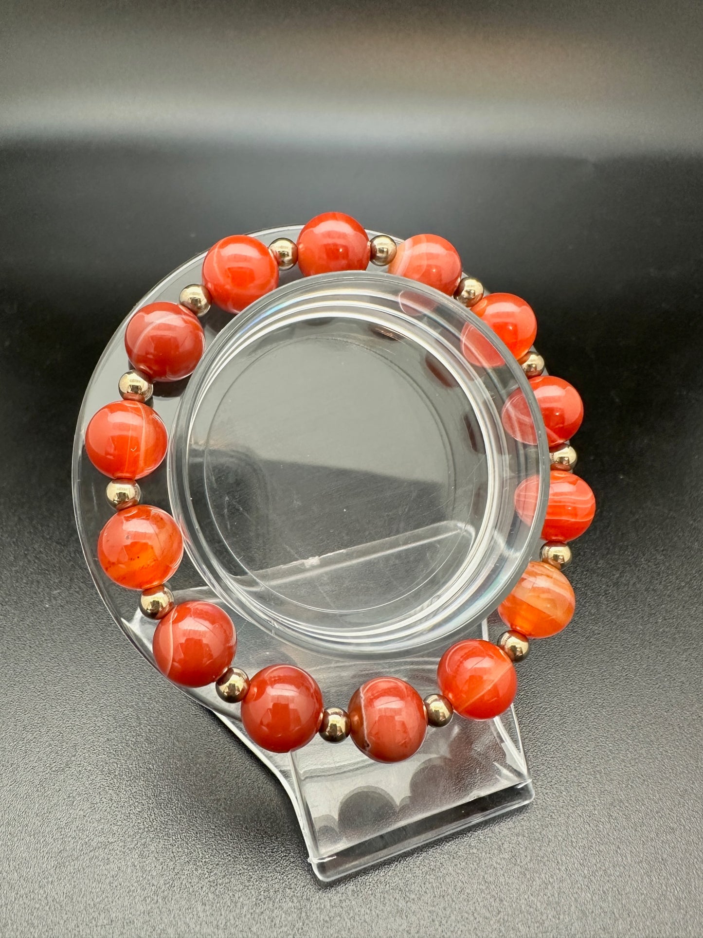 Red Sardonyx and Hematite Bracelet